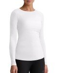 Long Sleeve Workout Shirt for Women - White