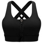 High-Impact Strappy Sports Bra with Front Zipper
