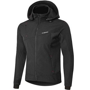 Men's Windproof Fleece Jacket with Hood - Black