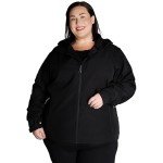 Plus Size Micro Fleece Soft Shell Jacket - Black