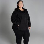Plus Size Micro Fleece Soft Shell Jacket - Black