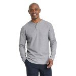 Men's Waffle-Knit Henley Athletic Top - Gray