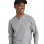 Men's Waffle-Knit Henley Athletic Top - Gray