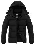 Men's Warm Hooded Bubble Winter Jacket - Black