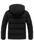 Men's Warm Hooded Bubble Winter Jacket - Black