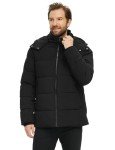 Men's Warm Hooded Bubble Winter Jacket - Black