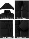 Men's Warm Hooded Bubble Winter Jacket - Black