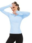 Light Blue Seamless Long Sleeve Workout Top for Women
