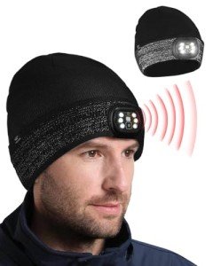 LED Beanie with Motion Sensor Light - Black