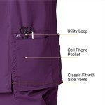 Women's V-Neck Medical Scrubs Top - Eggplant, 2X