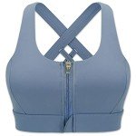 High Impact Strappy Back Sports Bra - Blue