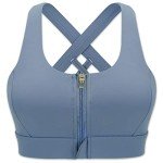 High Impact Strappy Back Sports Bra - Blue