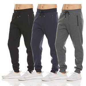 Mens 3-Pack Fleece Workout Jogger Sweatpants