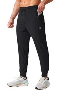 Men's Stretch Joggers with Zipper Pockets - Black