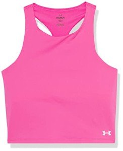 Under Armour Girls Rebel Pink Crop Tank Top
