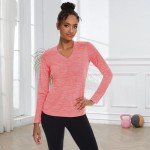 Women's V-Neck Long Sleeve Gym Workout Shirt