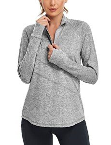 Women's 1/4 Zip Polo Yoga Top - Grey XL