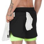 Surenow Men's 2-in-1 Running Shorts - Black/Green