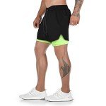 Surenow Men's 2-in-1 Running Shorts - Black/Green