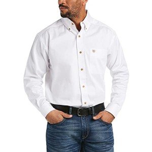 Men's Long Sleeve Solid Button-Down Shirt