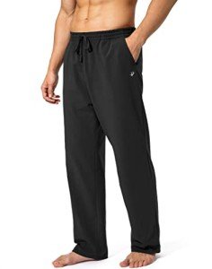 Pudolla Men's Black Cotton Yoga Lounge Pants