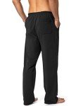 Pudolla Men's Black Cotton Yoga Lounge Pants