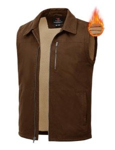 Men's Sherpa Fleece Lined Winter Vest - Deep Coffee