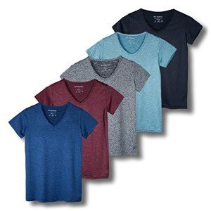 5-Pack Women's V-Neck Activewear Dry-Fit Tops