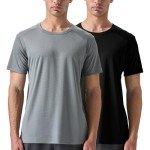 Men's 2 Pack Lightweight Athletic T-Shirts - Black/Grey