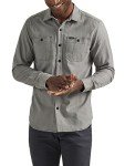Lee Men's Extreme Motion Flannel Work Shirt - Gray