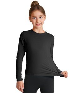 Girls' Quick-Dry Long Sleeve Athletic Tee Black