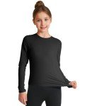 Girls' Quick-Dry Long Sleeve Athletic Tee Black