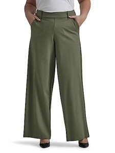 Women's Plus Size Comfort Wide Leg Pants - Olive