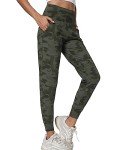 High-Waisted Women's Joggers with Pockets - Army Green