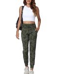High-Waisted Women's Joggers with Pockets - Army Green