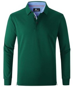 Men's Polo Green Long Sleeve Golf Shirt 2XL