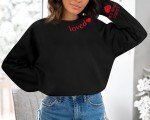 Love Heart Graphic Sweatshirt for Women