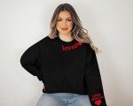 Love Heart Graphic Sweatshirt for Women
