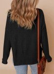 Oversized V-Neck Waffle Knit Long Sleeve Top