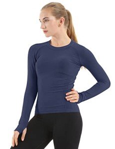 Navy Long Sleeve Seamless Women's Workout Shirt