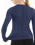 Navy Long Sleeve Seamless Women's Workout Shirt
