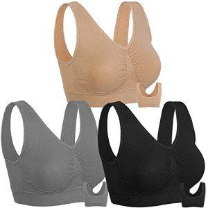 3 Pack Medium Support Wirefree Sports Bras for Women
