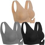 3 Pack Medium Support Wirefree Sports Bras for Women