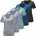 Women's V-Neck Activewear Short Sleeve T-Shirts