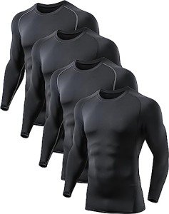 4-Pack Men's Long Sleeve Compression Workout Shirts