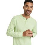All in Motion Men's Green Waffle-Knit Henley Top