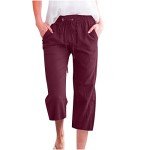 Women's High Waist Capri Pants with Drawstring
