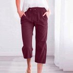Women's High Waist Capri Pants with Drawstring