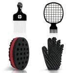 Curl Sponge Set with Glove, Brush, and Comb