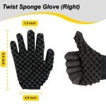 Curl Sponge Set with Glove, Brush, and Comb